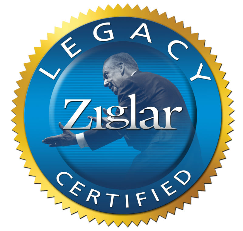 Side view of Zig Ziglar on Legacy certification badge